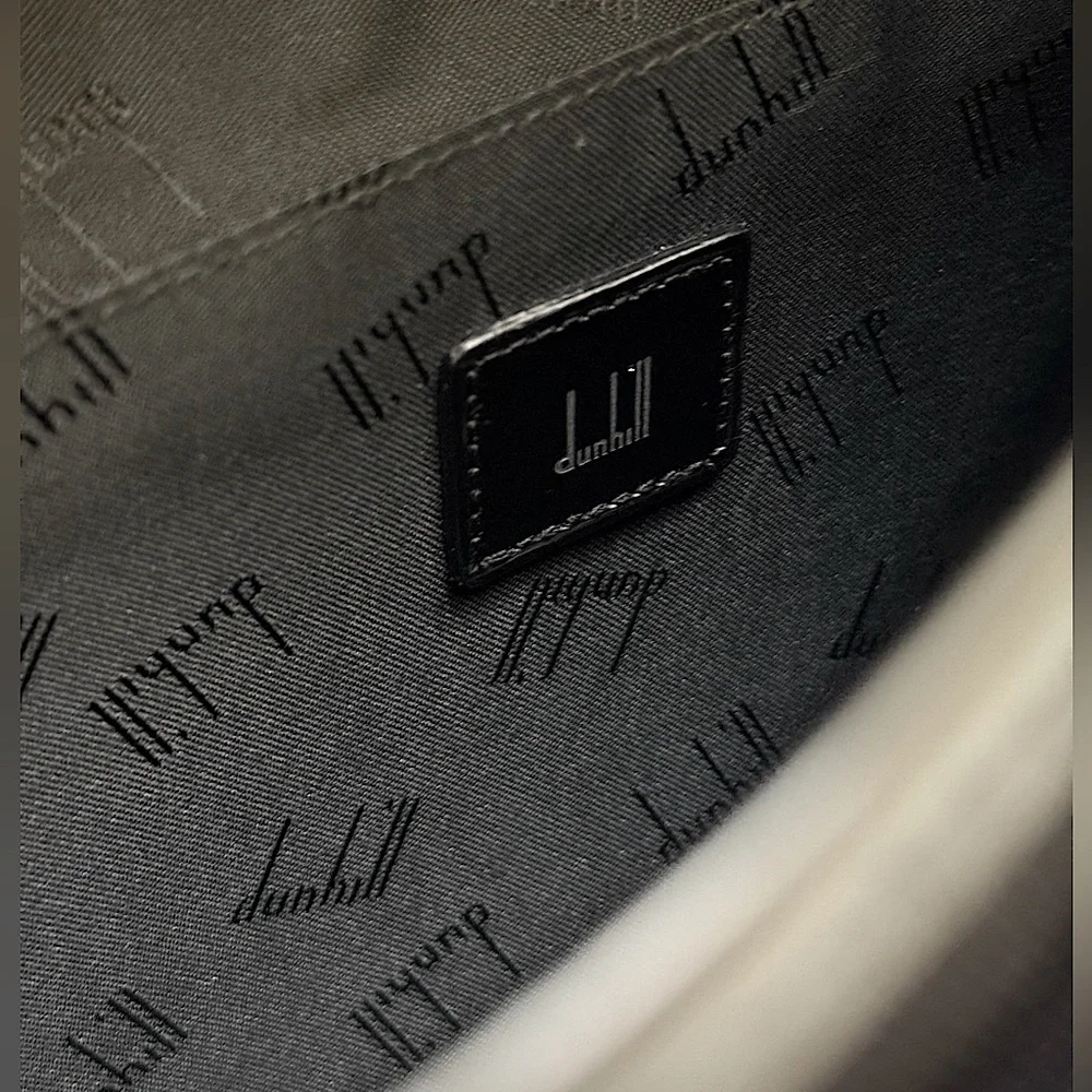 DUNHILL - BLACK LEATHER NYLON POCHETTE POUR HOMME TRAVEL BAG POUCH CLUTCH